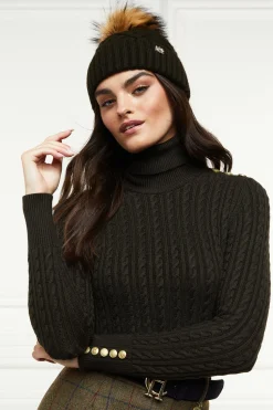 Holland Cooper Windsor Bobble Hat Fern Green New